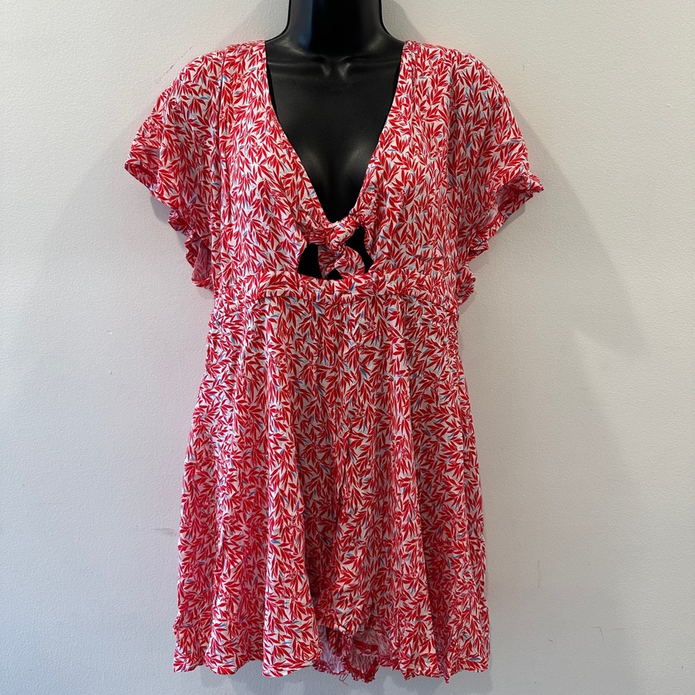 Lulus Red & Blue Pattern Romper - image 1